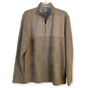 Tan Quarter Zip Sweater Size Medium Mock Neck